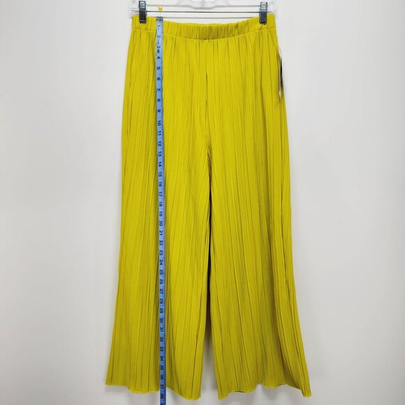 Rafaella Womens Wide Leg Pleated Pants M Yellow Olive Comfortable Fit - Picture 3 of 11